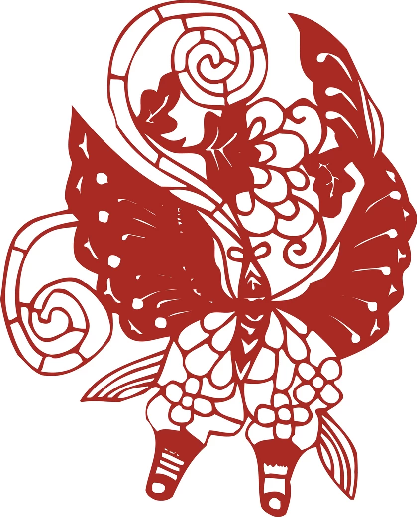 中国风中式传统喜庆民俗人物动物窗花剪纸插画边框AI矢量PNG素材【045】
